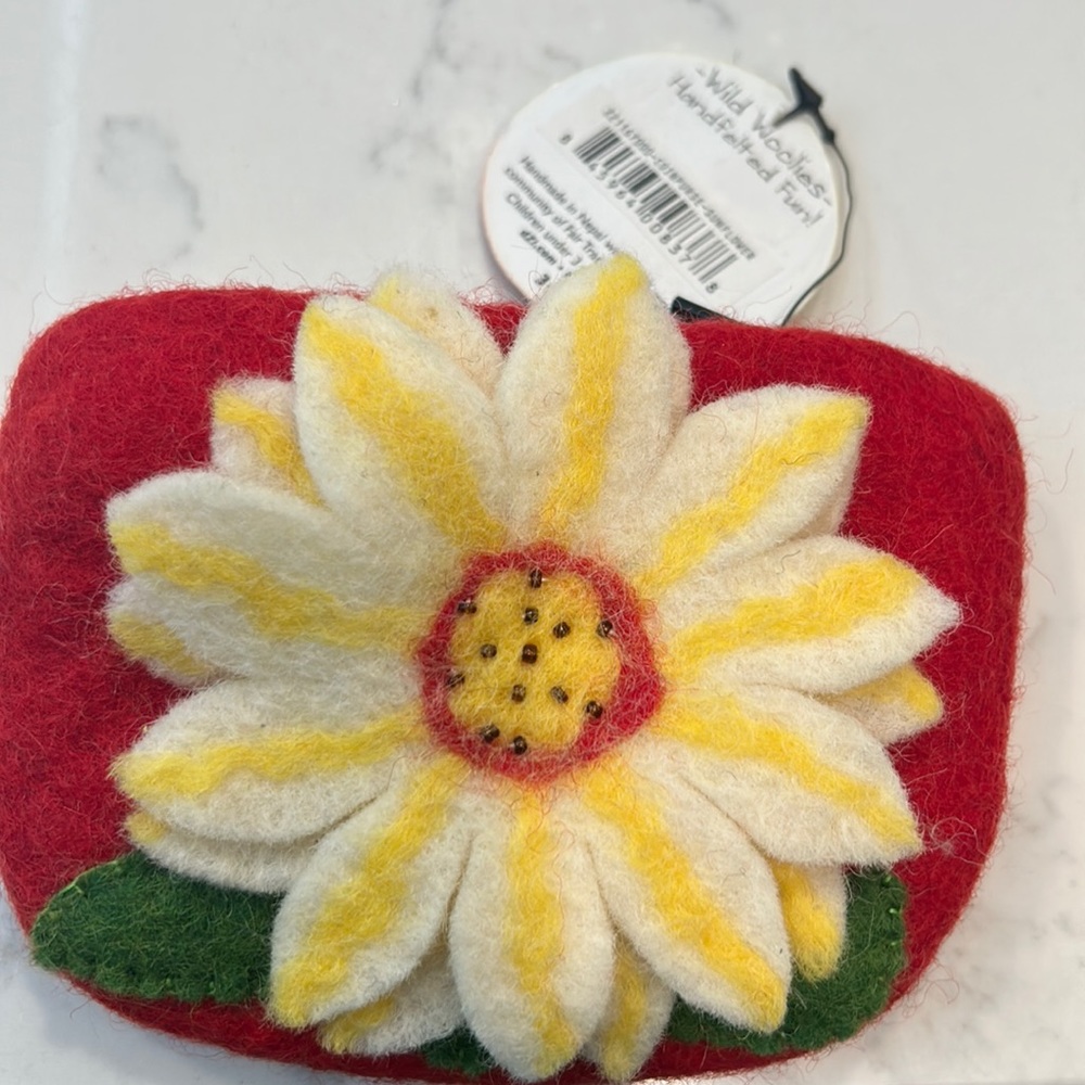 Hand felted flower pouch